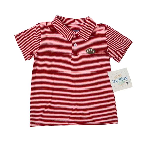 NWT Itsy Bitsy Size 18M Red Stripe Football Polo - Picture 1 of 3